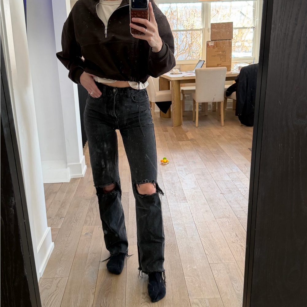 Black Distressed Women's Jeans